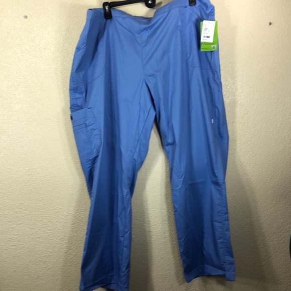 White Swan Nurse Scrub Pants Blue NWT 3X Elastic Waist Pull Up with Pockets - Picture 1 of 10